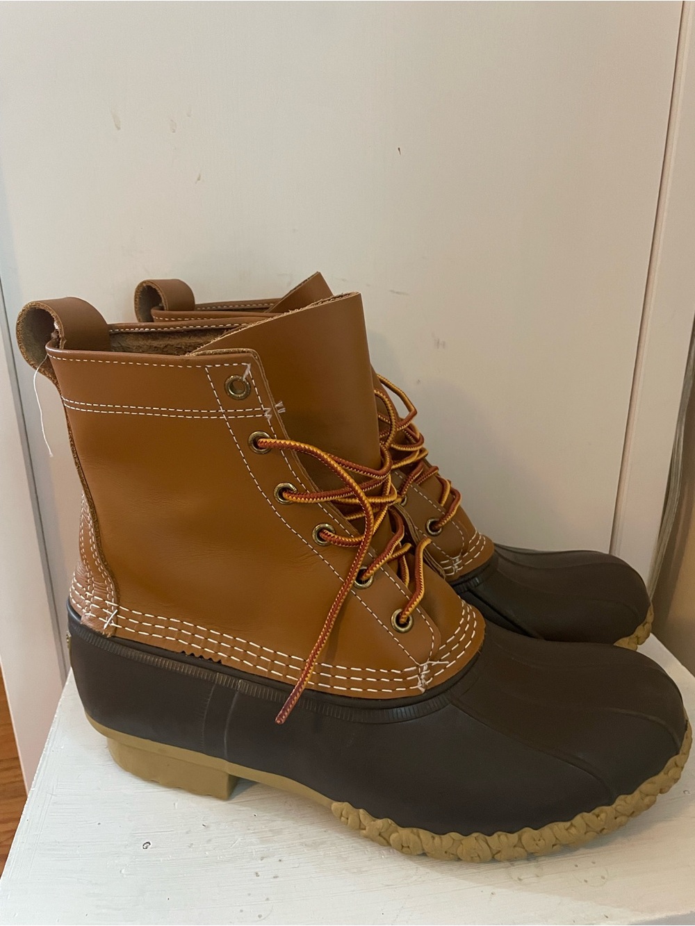 Women’s L.L. Bean Two-Tone Brown Waterproof Duck Boots Size 10